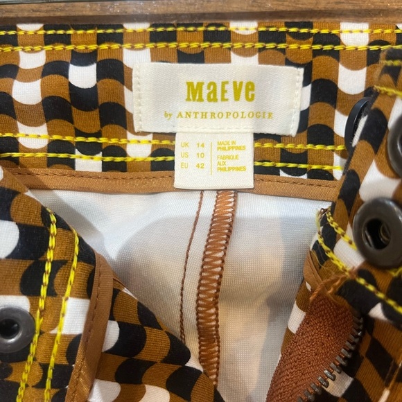 Anthropologie Maeve Brown and White Patterned Pants - Picture 5 of 5